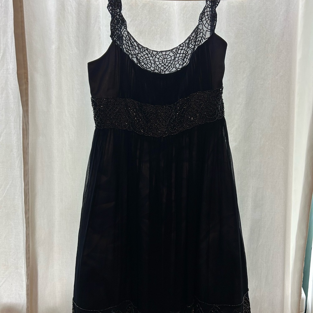 Adrianna Papell Blue and Silver Sleeveless Babydoll Dress